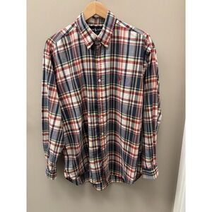 Ralph Lauren Blake Mens L Shirt Button Down Red Pony Blue Plaid Preppy Patriotic